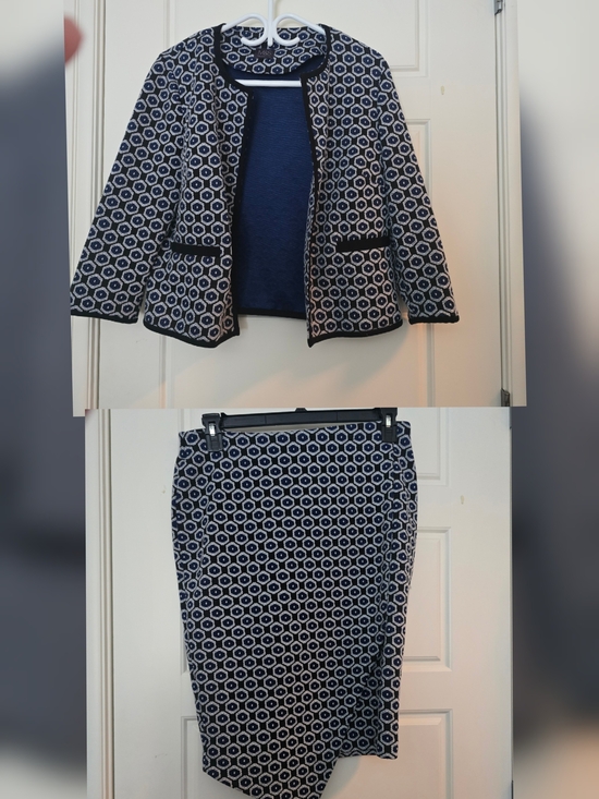 Marks & Spencer Jackets & Blazers - M&S Navy & White Geometric Skirt Suit Set
